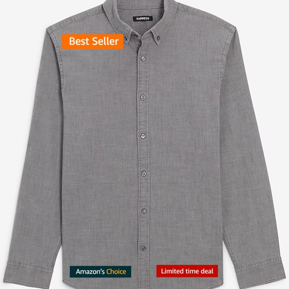 Express For Men Stretch Fitted Shirt Gray Medium